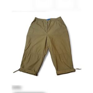 Karen Scott 100% Cotton Olive Green Capri Pants size 14 Cargo Style Cropped
